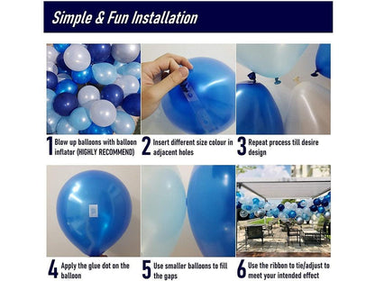 130 PCS Blue Balloon Garland Arch Kit White Balloons Latex Balloons Set for Wedding Birthday Balloons Baby Shower Decorations - Lasercutwraps Shop