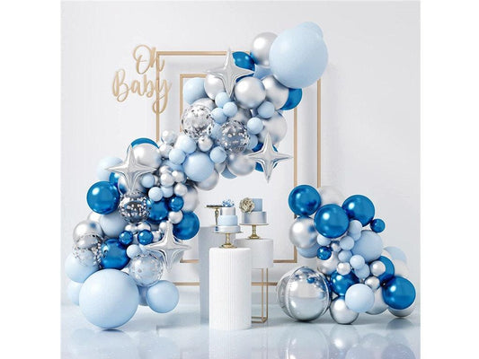 148pcs Blue Balloon Arch Metallic Macaron Blue and Silver Confetti Latex Star Foil Balloons for Baby Shower Birthday Party Decorations - Lasercutwraps Shop