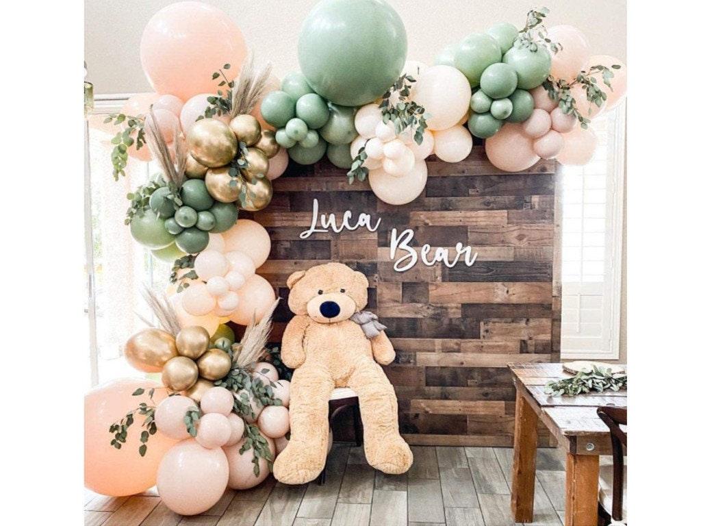 Brown and Green Balloons Garland kit 114pcs Green Sage Balloons Blush Nude Balloons for Baby Shower Jungle Safari Them Party Decorations - Lasercutwraps Shop