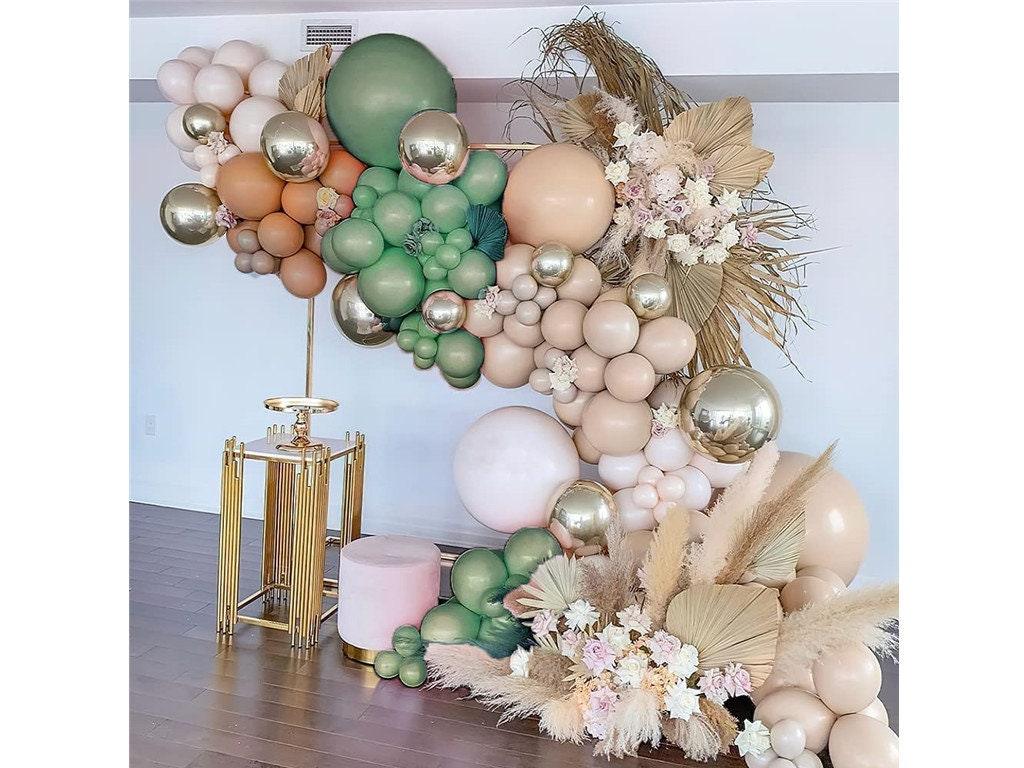 Brown and Green Balloons Garland kit 114pcs Green Sage Balloons Blush Nude Balloons for Baby Shower Jungle Safari Them Party Decorations - Lasercutwraps Shop