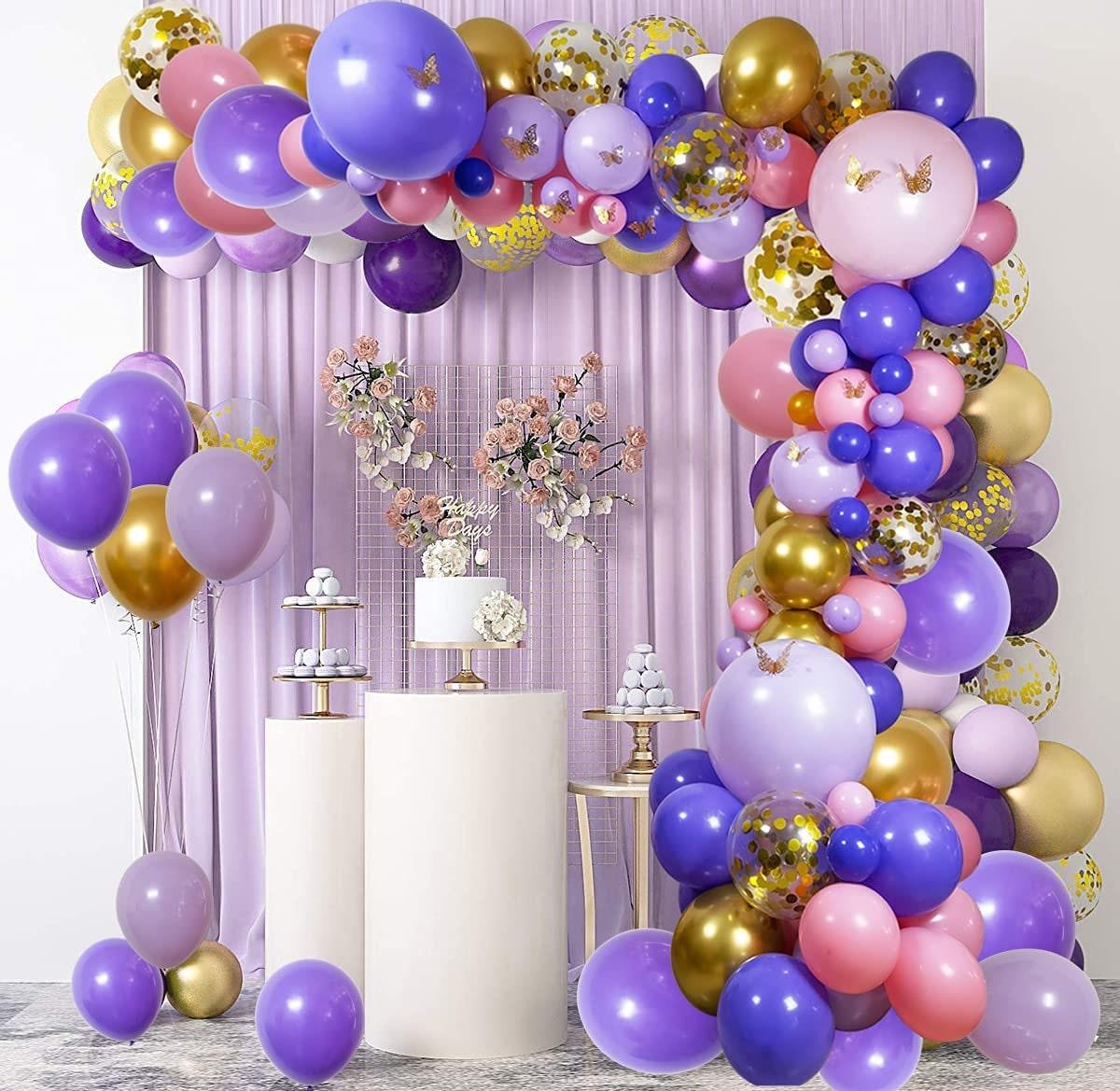 114pcs Pink and Purple Balloons Garland Arch Kit for Engagement Wedding Baby Shower Birthday Party Anniversary Celebration Butterfly Decor - Lasercutwraps Shop