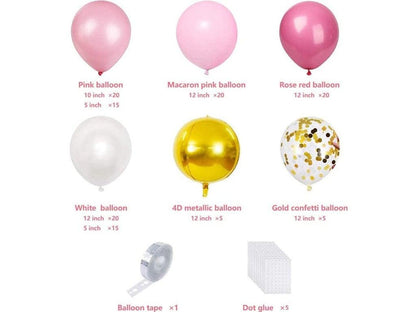 120Pcs Pink and Gold Balloons Garland Kit, Gold Confetti Balloons Pink and White Party Balloons for Baby Shower Wedding Party Decorations - Lasercutwraps Shop