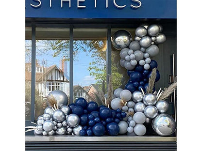 Astronaut Space Decorations Balloon Garland Kit 159 Pcs Pearl Midnight, Chrome Blue, Silver Space Party Supplies Galaxy Balloons Garland Kit - Lasercutwraps Shop