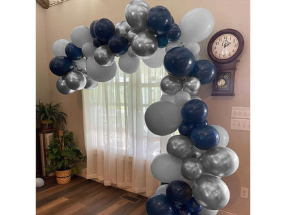 Astronaut Space Decorations Balloon Garland Kit 159 Pcs Pearl Midnight, Chrome Blue, Silver Space Party Supplies Galaxy Balloons Garland Kit - Lasercutwraps Shop