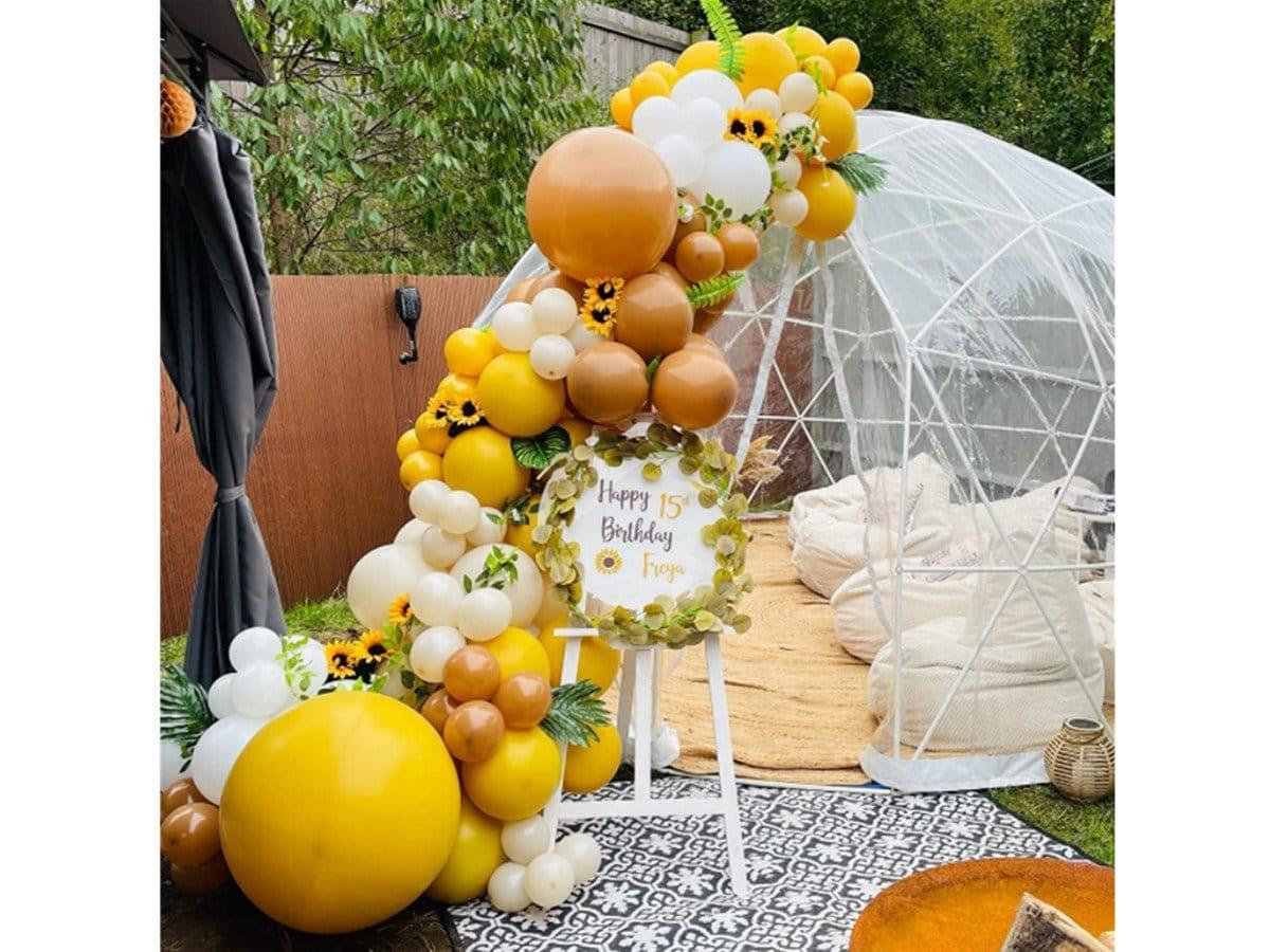111pcs sunflower yellow Brown Double-Stuffed Balloons Garland Arch Kitfor Gender Show Party Birthday Party Baby Shower Bridal Party Girls Party - Lasercutwraps Shop