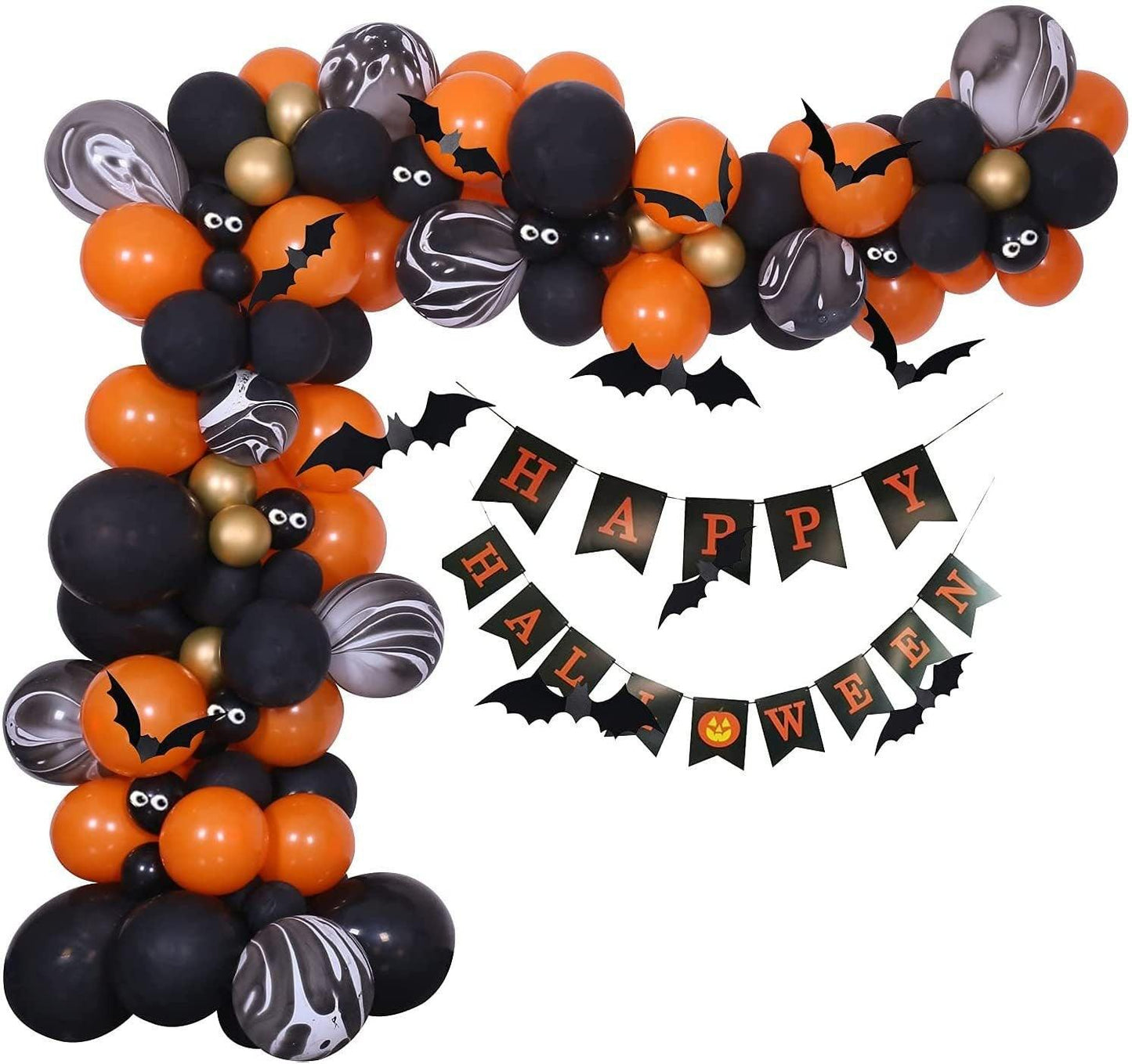 109pcs Halloween Bat Balloon Garland Arch, Orange Black Balloon Arch for Spooky Halloween Party Decoration - Lasercutwraps Shop