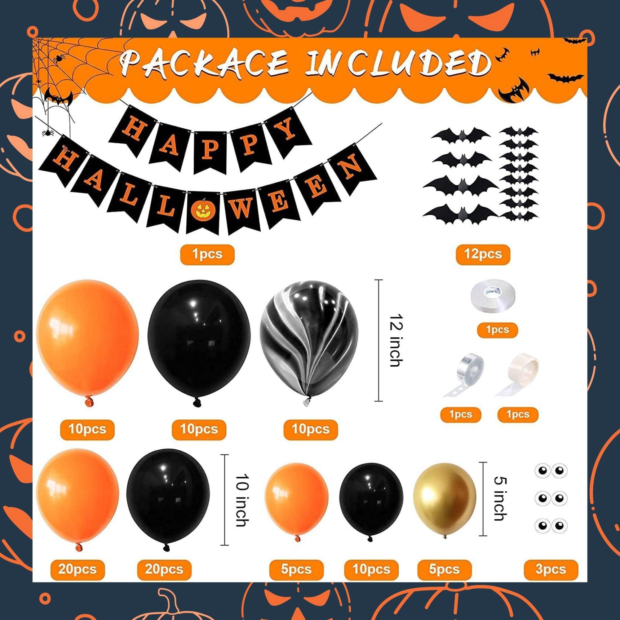 109pcs Halloween Bat Balloon Garland Arch, Orange Black Balloon Arch for Spooky Halloween Party Decoration - Lasercutwraps Shop