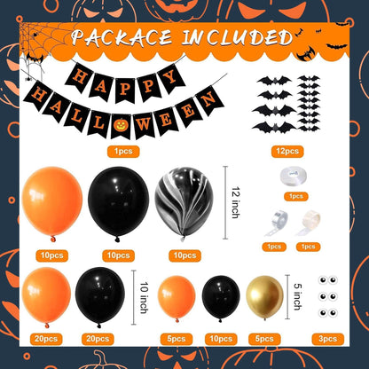 109pcs Halloween Bat Balloon Garland Arch, Orange Black Balloon Arch for Spooky Halloween Party Decoration - Lasercutwraps Shop