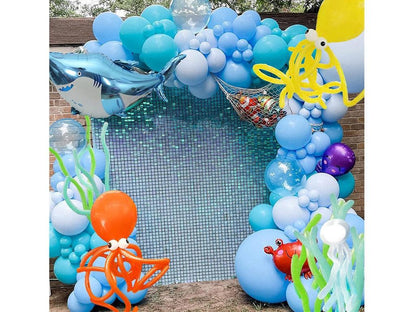 Ocean Theme Birthday Party Decorations Tiffany Blue Bobo Balloons Garland Kit with Shark Bubble Fish Clownfish Crab Octopus - Lasercutwraps Shop