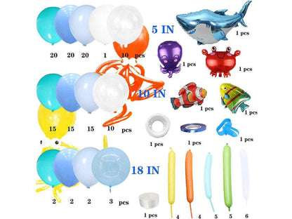 Ocean Theme Birthday Party Decorations Tiffany Blue Bobo Balloons Garland Kit with Shark Bubble Fish Clownfish Crab Octopus - Lasercutwraps Shop