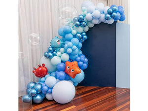 Ocean Theme Birthday Party Decorations Tiffany Blue Bobo Balloons Garland Kit with Shark Bubble Fish Clownfish Crab Octopus - Lasercutwraps Shop