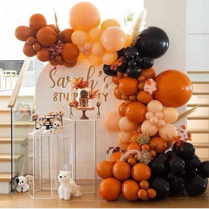 92 Balloon Arch Orange ,Balloon Garland Kit Retro Orange Double Stuffed Latex Balloons Black Apricot Metallic Gold Balloon Halloween party - Lasercutwraps Shop