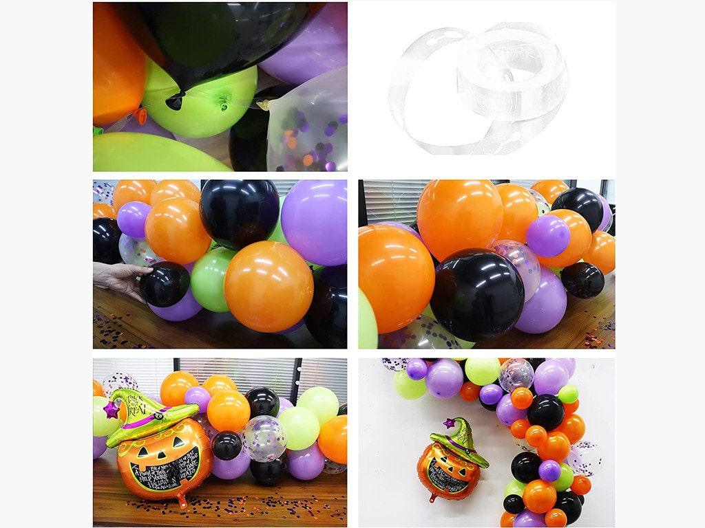 124 Pack Halloween Balloon Arch Garland Kit, Black Orange Green Purple Confetti Balloons and Mylar Pumpkin Balloons - Lasercutwraps Shop