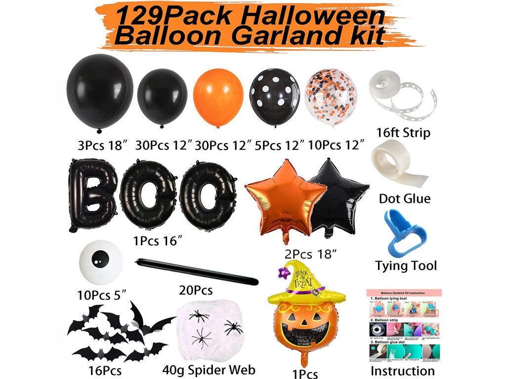 Halloween Balloon Garland Kitï¼?12 Pcs Black Orange Confetti Star Arch with 3D Bats BOO Pumpkin Aluminum Balloons for Halloween Theme Party - Lasercutwraps Shop