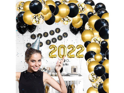 Black and Gold Balloon Wreath Arch Kit with Black Gold Confetti Balloons for Graduation Birthday Decorations and Bachelorette Party Supplies - Lasercutwraps Shop