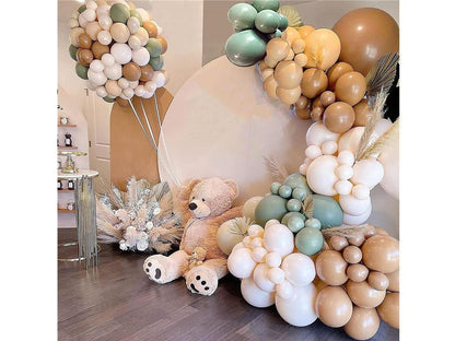 Brown and Green Balloons Garland kit 114pcs Green Sage Balloons Blush Nude Balloons for Baby Shower Jungle Safari Them Party Decorations - Lasercutwraps Shop