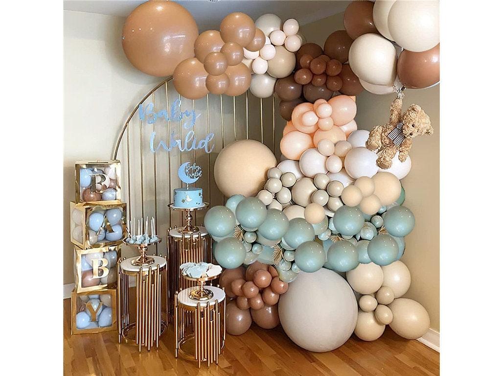 Brown and Green Balloons Garland kit 114pcs Green Sage Balloons Blush Nude Balloons for Baby Shower Jungle Safari Them Party Decorations - Lasercutwraps Shop