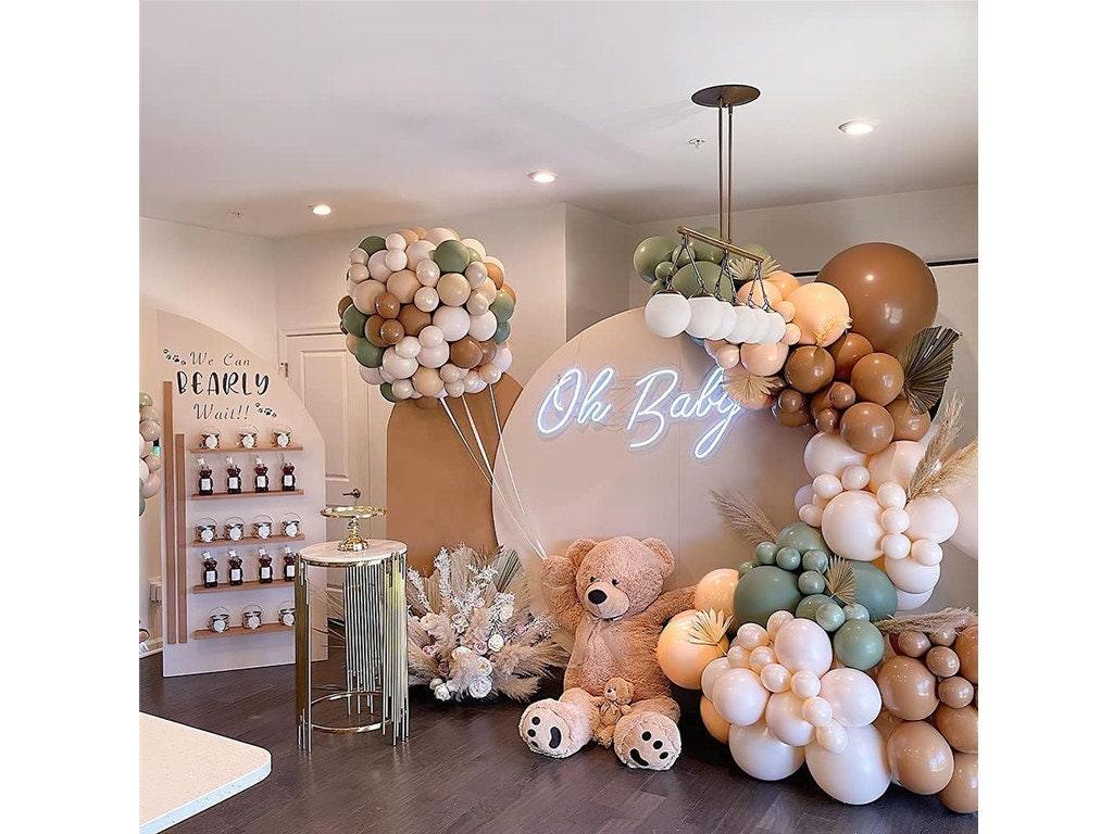 Brown and Green Balloons Garland kit 114pcs Green Sage Balloons Blush Nude Balloons for Baby Shower Jungle Safari Them Party Decorations - Lasercutwraps Shop