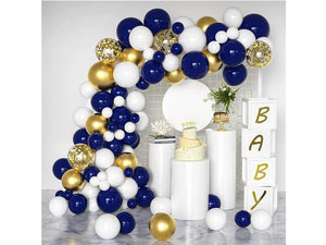 Blue and Gold Balloons Garland kit 120Pcs Navy Blue Balloons White Gold Confetti Balloons for Baby Shower Birthday and New Year Party - Lasercutwraps Shop