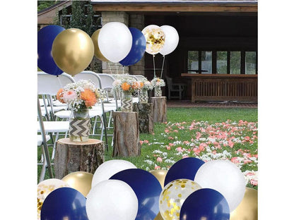 Blue and Gold Balloons Garland kit 120Pcs Navy Blue Balloons White Gold Confetti Balloons for Baby Shower Birthday and New Year Party - Lasercutwraps Shop