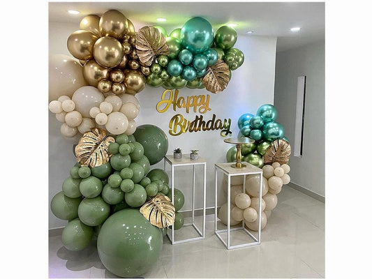 Sage Green Balloon Garland Arch Kit with Gold Green Fruit Sand White Balloons for Wedding Birthday Baby Shower Wild One Party Decorations - Lasercutwraps Shop