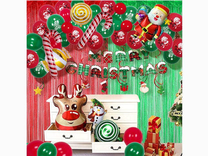 Merry Christmas Balloon Arch Garland Kit, 52 Pcs Green Red White Balloons with Santa Claus, Snowman Foil Xmas Decorations Balloon Set - Lasercutwraps Shop