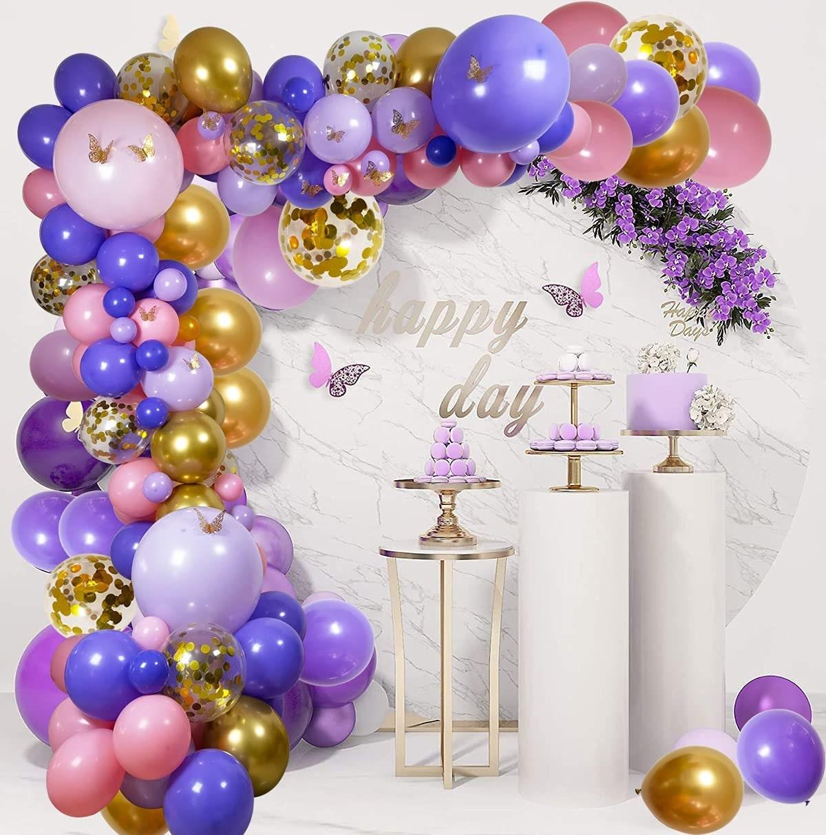114pcs Pink and Purple Balloons Garland Arch Kit for Engagement Wedding Baby Shower Birthday Party Anniversary Celebration Butterfly Decor - Lasercutwraps Shop