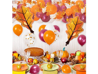 103Pcs Fall Balloon Garland Arch Kit Orange Burgundy White Balloons with Maple Foil Balloon Artificial Maple Leaves Garland - Lasercutwraps Shop