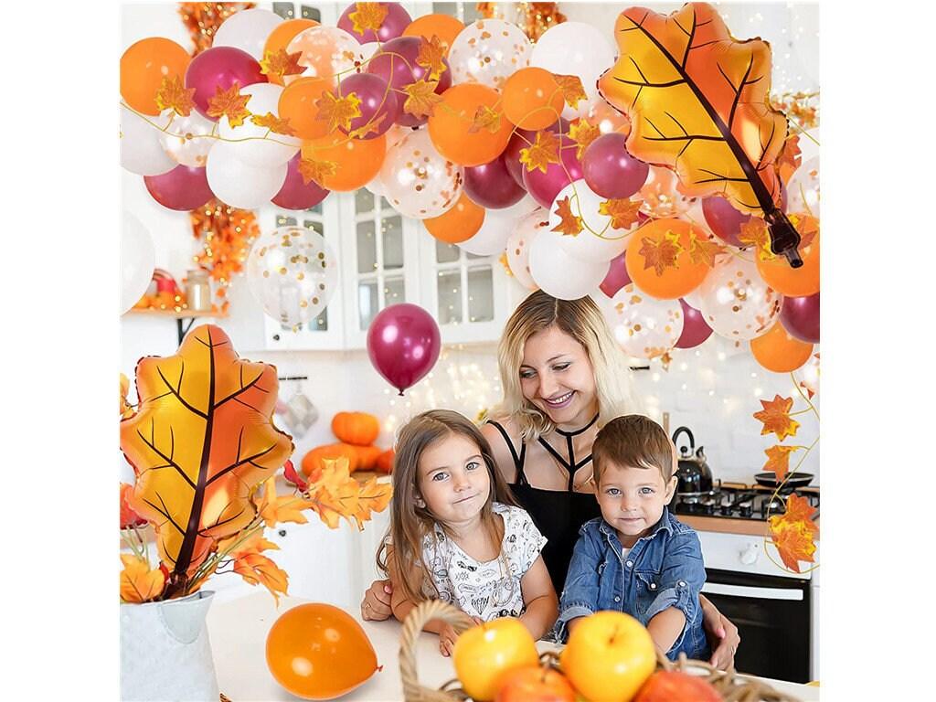 103Pcs Fall Balloon Garland Arch Kit Orange Burgundy White Balloons with Maple Foil Balloon Artificial Maple Leaves Garland - Lasercutwraps Shop