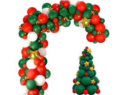 Christmas Balloons Green and Red Balloon Garland Arch Kit with Gold Stars Foil Balloons for Christmas New Year Party Decorations - Lasercutwraps Shop