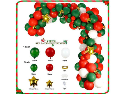 Christmas Balloons Green and Red Balloon Garland Arch Kit with Gold Stars Foil Balloons for Christmas New Year Party Decorations - Lasercutwraps Shop