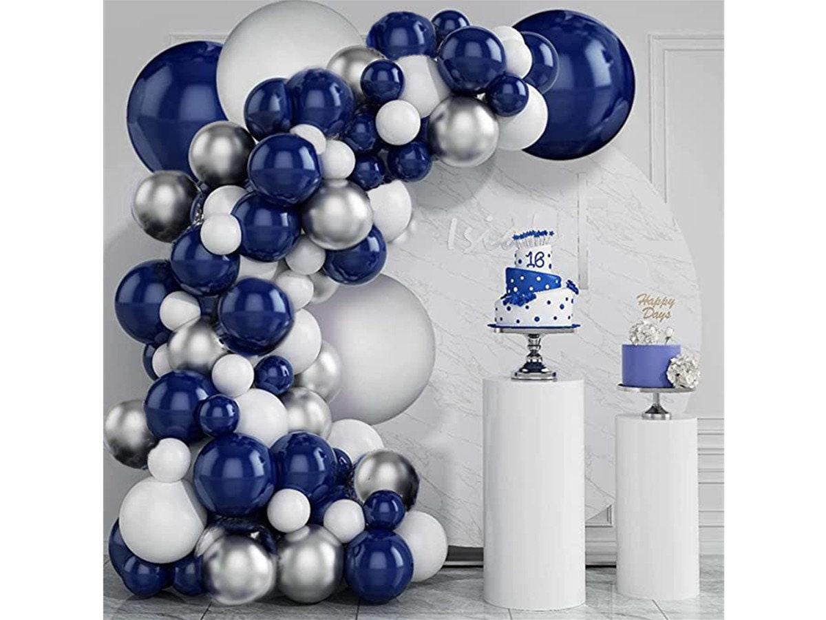Navy Blue Balloon Arch Garland Kit with Silver Grey Latex Balloons Agate Balloons for Birthday Graduation Wedding Decoration Party Supplies - Lasercutwraps Shop