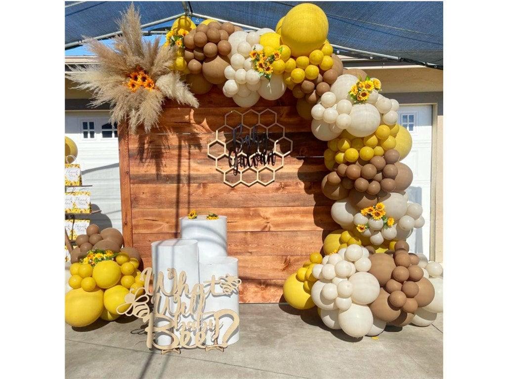 Brown and yellow Balloons Arch Kit Double Stuffed sunflower Garland Kit for Birthday Wedding Bridal Shower Baby Shower Decoration - Lasercutwraps Shop