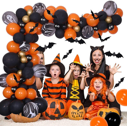 109pcs Halloween Bat Balloon Garland Arch, Orange Black Balloon Arch for Spooky Halloween Party Decoration - Lasercutwraps Shop