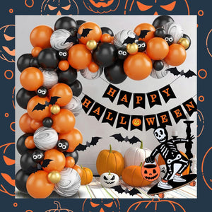 109pcs Halloween Bat Balloon Garland Arch, Orange Black Balloon Arch for Spooky Halloween Party Decoration - Lasercutwraps Shop