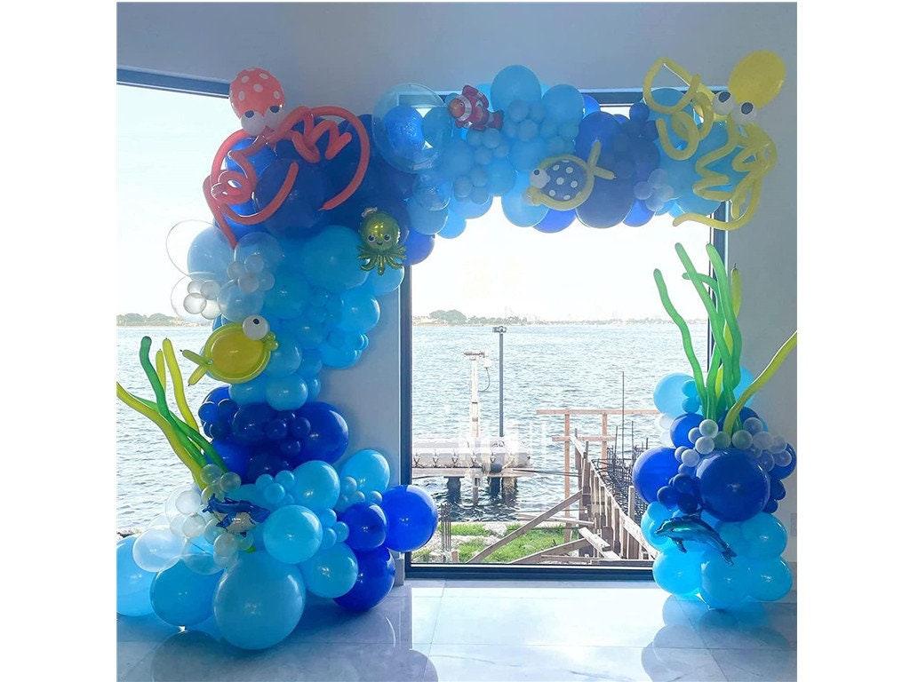 Ocean Theme Birthday Party Decorations Tiffany Blue Bobo Balloons Garland Kit with Shark Bubble Fish Clownfish Crab Octopus - Lasercutwraps Shop