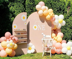153 PCS Macaron Tone Balloon Arch Decorations,Daisy Balloon Arch Garland Kit Pink White Balloon daisy flower theme Balloons - Lasercutwraps Shop