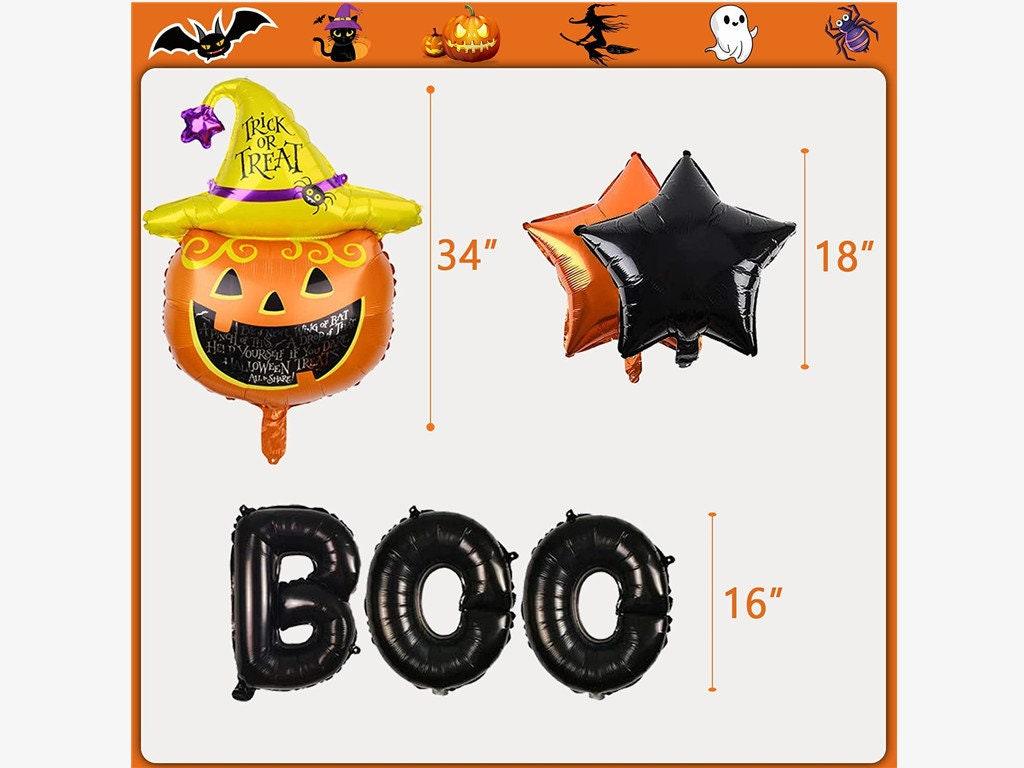 Halloween Balloon Garland Kitï¼?12 Pcs Black Orange Confetti Star Arch with 3D Bats BOO Pumpkin Aluminum Balloons for Halloween Theme Party - Lasercutwraps Shop