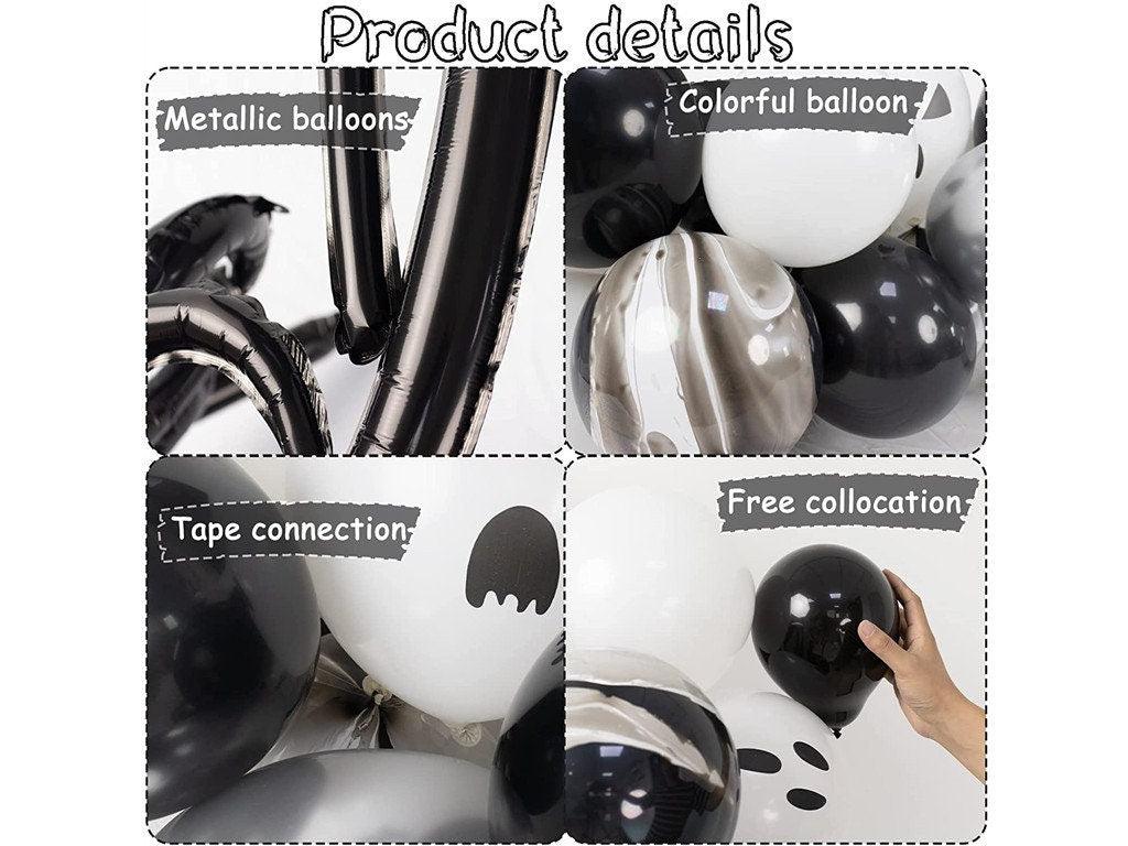 126pcs Kids Adults Halloween Black White Balloons Garland Arch Kit, Latex Ghost Grimace Balloons with Foil Skull and Boo Balloons - Lasercutwraps Shop