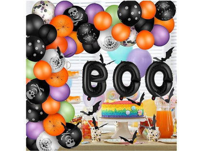 Halloween Balloon Garland Arch Kit Halloween Party Favor Includes Black Orange Purple Confetti Latex Balloons, 3D Bat Stickers, Boo Balloons - Lasercutwraps Shop