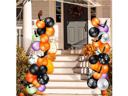 Halloween Balloon Garland Arch Kit Halloween Party Favor Includes Black Orange Purple Confetti Latex Balloons, 3D Bat Stickers, Boo Balloons - Lasercutwraps Shop