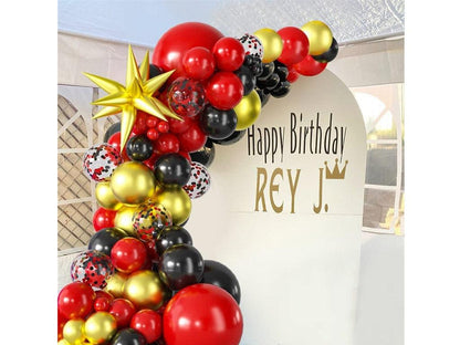 Red and Black Gold Balloon Arch Kit, Gold Star Foil Balloons Party Decorations for Boy Birthday Hollywood Red Carpet Graduation Christmas - Lasercutwraps Shop