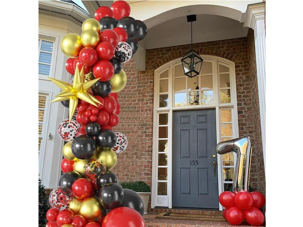 Red and Black Gold Balloon Arch Kit, Gold Star Foil Balloons Party Decorations for Boy Birthday Hollywood Red Carpet Graduation Christmas - Lasercutwraps Shop