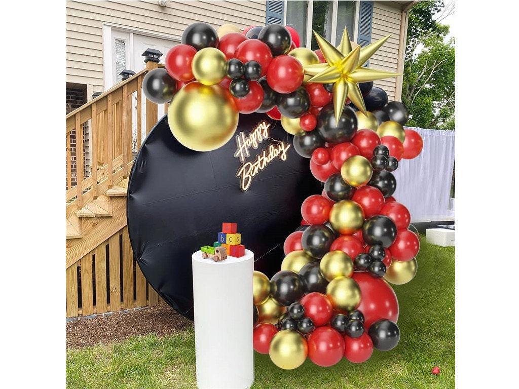 Red and Black Gold Balloon Arch Kit, Gold Star Foil Balloons Party Decorations for Boy Birthday Hollywood Red Carpet Graduation Christmas - Lasercutwraps Shop