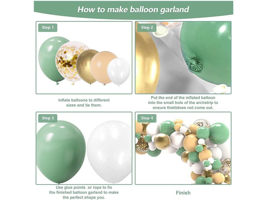 Sage Green Gold White Balloon Garland Kit 127 Pack Different Sizes Olive Green Matte White Metallic Gold Confetti Latex Balloons - Lasercutwraps Shop