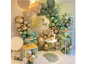 Sage Green Balloon Garland Arch Kit with Gold Green Fruit Sand White Balloons for Wedding Birthday Baby Shower Wild One Party Decorations - Lasercutwraps Shop