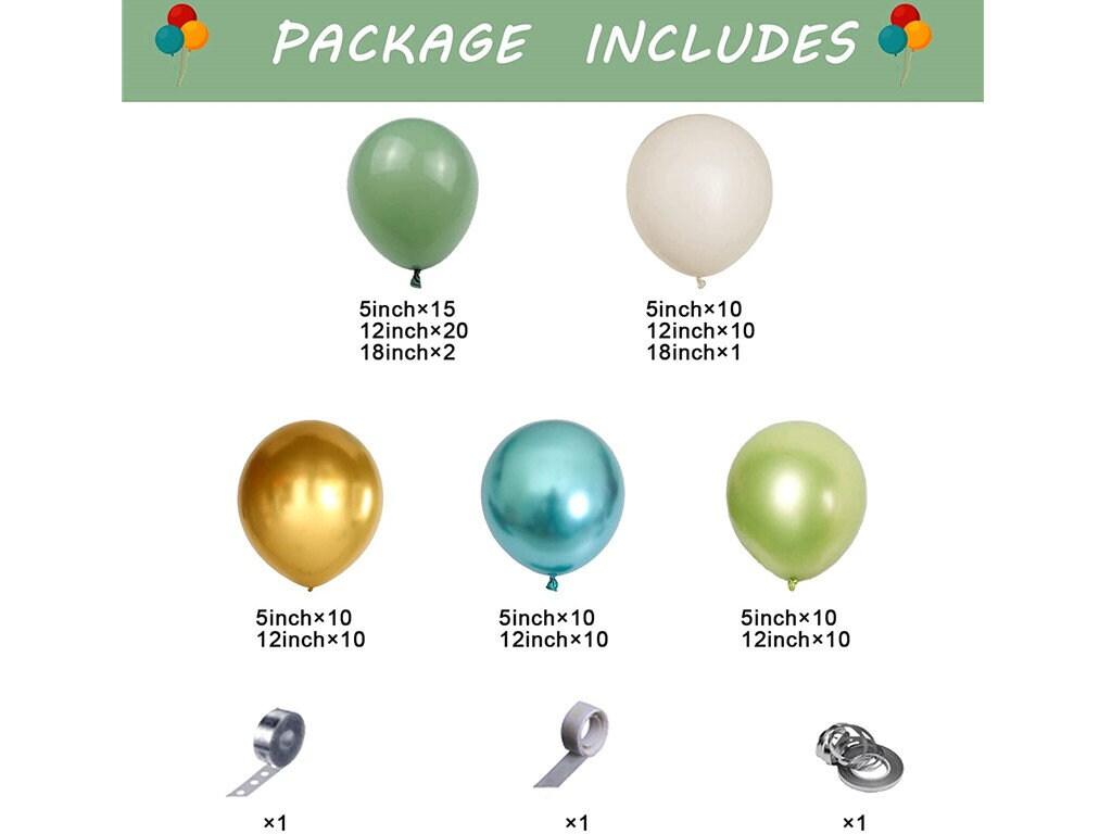 Sage Green Balloon Garland Arch Kit with Gold Green Fruit Sand White Balloons for Wedding Birthday Baby Shower Wild One Party Decorations - Lasercutwraps Shop