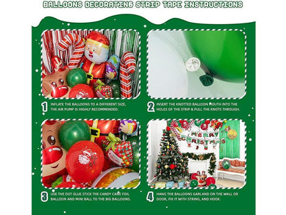 Merry Christmas Balloon Arch Garland Kit, 52 Pcs Green Red White Balloons with Santa Claus, Snowman Foil Xmas Decorations Balloon Set - Lasercutwraps Shop