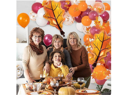 103Pcs Fall Balloon Garland Arch Kit Orange Burgundy White Balloons with Maple Foil Balloon Artificial Maple Leaves Garland - Lasercutwraps Shop