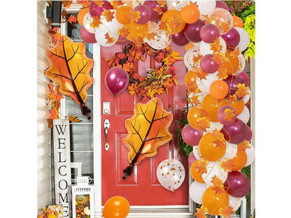 103Pcs Fall Balloon Garland Arch Kit Orange Burgundy White Balloons with Maple Foil Balloon Artificial Maple Leaves Garland - Lasercutwraps Shop